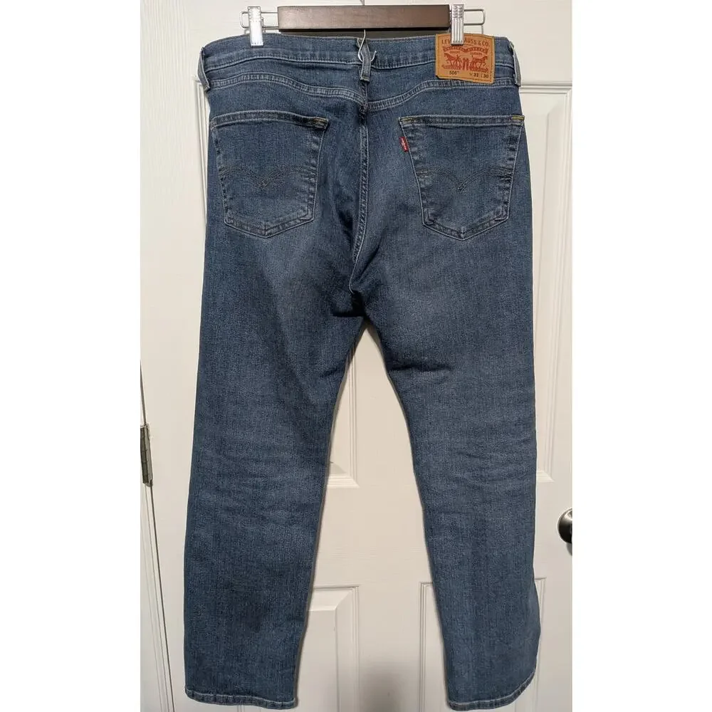 Levi's 506 Mid Rise Medium Wash Blue Denim Straight Leg Men's 33x30 EUC